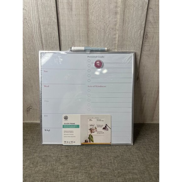 U Brands Other - U Brands 14" x 14" Silver Frame Dry Erase Wellness Checklist Magnetic Board